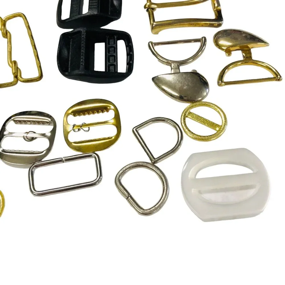 Belt Buckles Scarf Slides Vintage Lot of 39 Metal Plastic Cloth